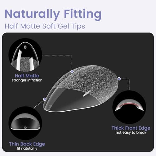 Wilfniee Medium Almond Nail Tips: 240PCS Soft Gel Clear Almond Pre-Shaped Nails Tips with Nail Stand, 12 Sizes Full Cover Fake Press on Nails for Acrylic Nail Tip Home DIY Salon Nails - Thumbnail 4