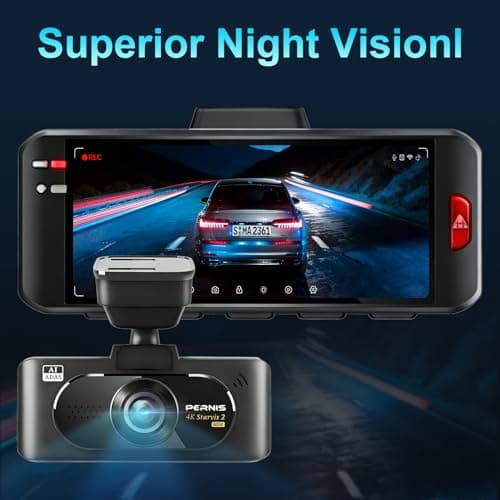 Pernis 4k AI Dash Cam Front and Rear,STARVIS 2 Sensor,Free Card Included,5.8GHz WiFi Dash Camera for Cars,Built-in GPS,G-Sensor,Night Vision,3.16" Screen,24H Parking Mode,Support 1T Max - Thumbnail 2