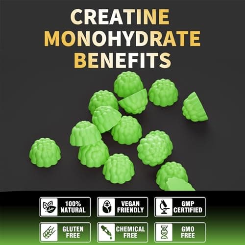 Nutravita NSF Certified Creatine Gummy - Creatine Monohydrate Gummies for Men & Women-5g of Creatine Monohydrate per Serving - Sugar Free,Vegan, Apple Flavor, 120 Count - Thumbnail 5