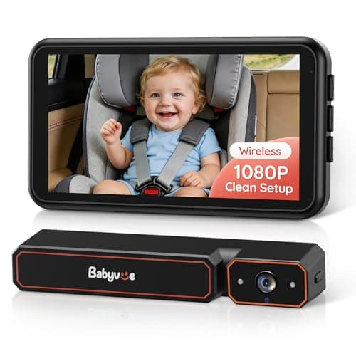Babyvue Wireless Baby Car Camera, Easy 2-Step Setup, 5.2" Display, 1080P HD IR Night Vision, Clip-On or Strap Mount, 3X Zoom, Back Seat Camera for Baby - Image 1