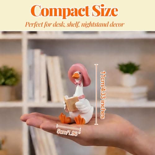Dzpsoon Cute Desk Decor for Women, Mini Goose Reading Book, Funny Goose Office Desk Accessories, Goose Statue for Mom, Coworker, Book Lover Gift - Thumbnail 3