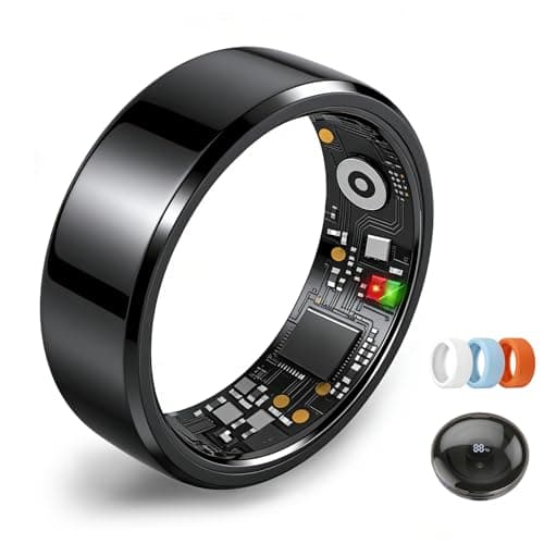 Smart Ring for Women Men,Fitness Tracker Ring,Heart Rate,Blood Oxygen,Step Tracker,Sleep Tracker,Meditation Assistance,No Subscription Fee,IP68 Waterproof Smart Ring for iphone&Android(Black 8)