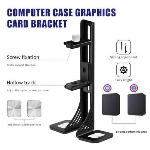ACIDALIE Black Anti-Sagging GPU Bracket - Compatible with RTX 5070/40/30 Series, Adjustable 30-118mm, Supports 78mm Thick GPUs, Magnetic Base + CD Glossy Decoration - Thumbnail 2