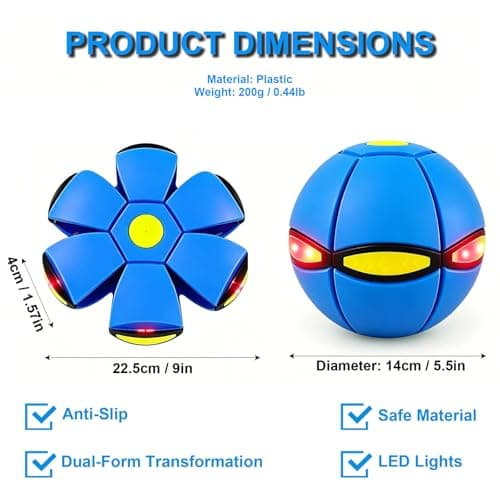 Magic Ball, Led Lights Flying Saucer Bouncy Ball Two Modes to Switch Freely, Magic Bouncing Balls for Parent-Child Indoor Outdoor Toss Catch Games, Pet Meta Balls - Thumbnail 3