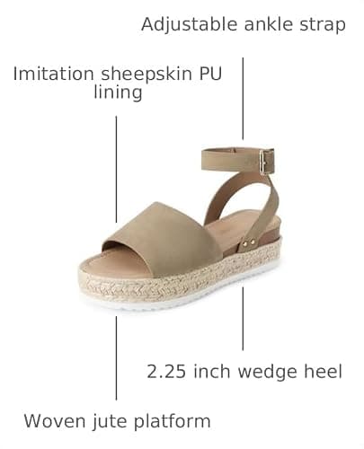 DREAM PAIRS Women's Platform Espadrilles Casual Ankle Strap Wedge Sandals Comfortable Dressy Summer Shoes,Size 8.5,Taupe-Nubuck,SDPW2359W - Thumbnail 3