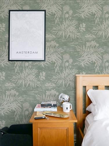 Naphite Floral Peel and Stick Wallpaper Vintage Leaf Botanical Dark Green Contact Paper for Cabinets Drawers Boho Self Adhesive Removable Wallpaper for Bedroom Waterproof Shelf Liner 17.3inW 393inL - Thumbnail 3