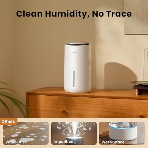 Provirtec MistFree Evaporative Humidifier for Bedroom, 3L No White Dust for Sensitive Individuals, Auto Humidity Control, Works with Tap Water, Night Light, Easy Clean Tank for Home & Small Room - Thumbnail 2