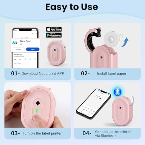 NDYIN Mini Label Maker Machine with Tape, N12 Portable Bluetooth Label Printer, Thermal Sticker Labeler for Small Business, School, Home, Office(Pink) - Thumbnail 5