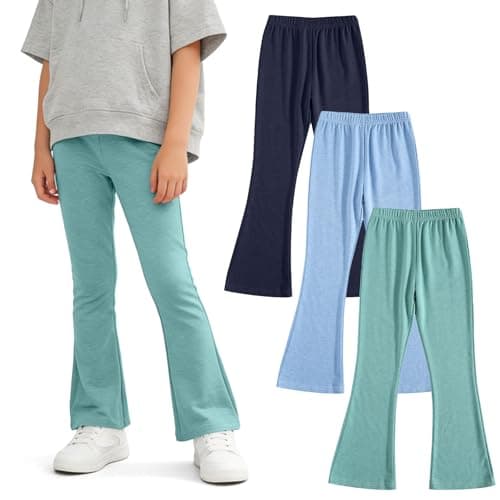 3 Pack Girl Leggings High Waisted Flare Pants Bell Bottoms Suitable for Yoga Leisure Sports School Uniforms Travel 4-13 Years