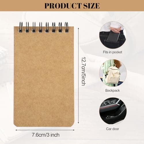 BESARME 10 Pcs Small Notepads 3x5, Kraft Spiral Pocket Notebook Bulk Mini Lined Notepad Memo Pads for Men Students Back to School Gift - Thumbnail 2