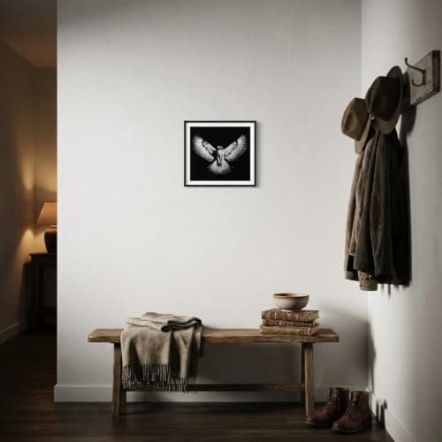 Moonow7 Majestic Hawk Wall Art Prints, Black and White Wildlife Posters, Bird of Prey Decor, Living Room Artwork, Office Wall Accents, Bold Nature Home Decor, Unframed Size 30x30 cm / 12x12″ - Thumbnail 6