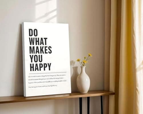 Motivational Canvas wall art Inspirational Quote Wall decoration pictures Do What Makes You Happy Positive Energy Painting posters Paints For Living Room Bedroom Office Home Decor Ready to hang - Thumbnail 3