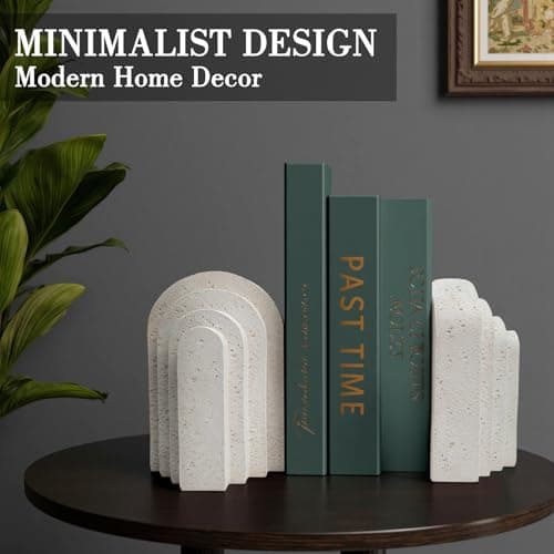Modern Decorative Bookends for Shelves – Heavy Duty Book Ends, Stylish Bookshelf Decor, Minimalist Home Office Organizer, Functional Book Holders (Set of 2) - Thumbnail 3