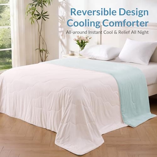 Exclusivo Mezcla Cooling Comforters Queen Size Blush Pink, Lightweight Summer Blanket for Hot Sleepers, Soft Breathable Cool Bedding Duvet for Night Sweats, 90"x90" - Thumbnail 6