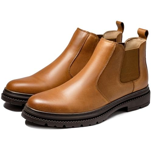 OKKO Mens Chelsea Dress Boots, Genuine Leather Classic Comfortable Casual Slip On Ankle Boot for Men - Thumbnail 6
