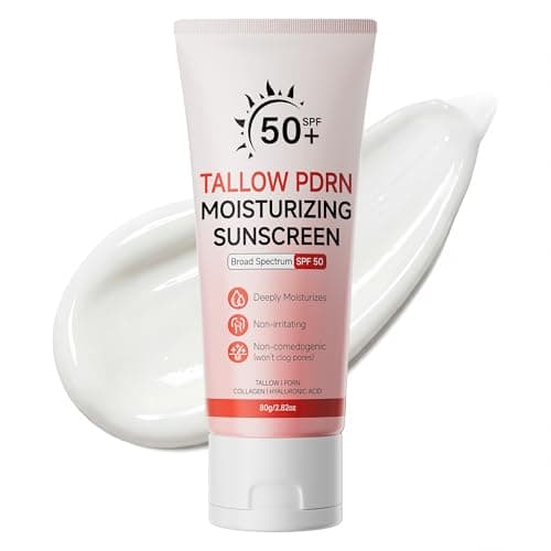 Beef Tallow Sunscreen with Non-Nano Zinc Oxide, Mineral Sunscreen SPF 50 for Face and Body, Salmon PDRN Sunblock Moisturizing Sun Screen for Sensitive Skin & Kids, 2.82 OZ (80g) - Image 1