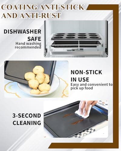 Ymiton Nonstick Baking Pans Set, 19 PCS Stackable Bakeware Sets, Oven Pan Set Includes Baking Tray, Cookie Sheet, Cake Pans, Loaf Pan, Muffin Pan, Silicone Cups - Thumbnail 5