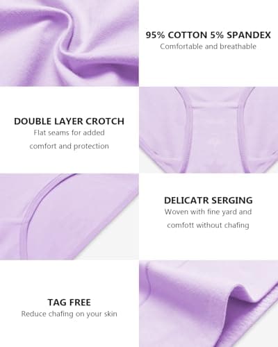 CleainKorte Womens Underwear Cotton Hipster Ladies Panties for Women Mid Rise Coverage Briefs Strech Breathable - 5 Pack - Thumbnail 4