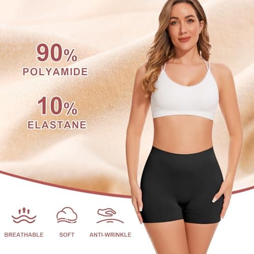 UUMIAER 3 Pack Slip Shorts for Under Dresses, Anti Chafing Women Boyshort Shapewear Yoga Shorts, Size L - Thumbnail 4