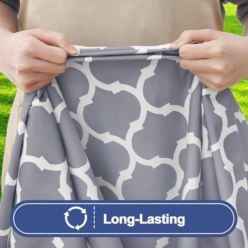 Smiry 2 Pack Rectangle Table Cloth 6 Foot, Waterproof Elastic Fitted Tablecloths, Windproof Washable Polyester Table Cover for Picnic, Camping, Outdoor (Grey, 30"x72") - Thumbnail 4