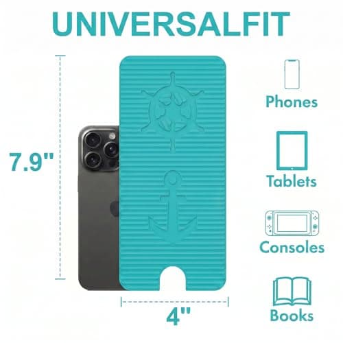 Adjustable Foldable Silicone Phone Stand 2-Pack, Cyan Blue, with Charging Port, Non-Slip Desk Holder for iPhone, Samsung, Tablets - Thumbnail 2
