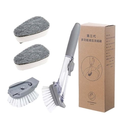5-in-1 Soap Dispensing Dish Wand Kit | All-in-One Kitchen Cleaning Tool, Scrub Brush and Sponge Set with Soap Dispenser | Includes 2 Brushes, 2 Sponges, for Cleaning Dishes, Cookware, Utensils & Pots - Image 1