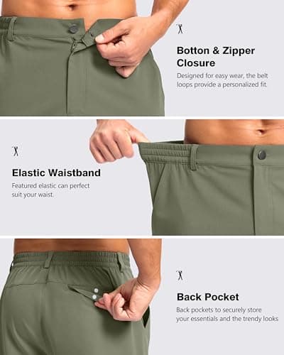 Pudolla Men's Casual Shorts 5" Lightweight Golf Shorts with 3 Pockets Stretch Quick Dry Comfy Work Shorts（sage_Grey_Green L5_XL - Thumbnail 3