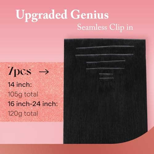 Ve Sunny Seamless Clip in Hair Extensions Human Hair for Black Women 18 inch Real Hair Extensions Clip in Human Hair Genius Weft Extensions Natural Hair 7pcs 120g - Thumbnail 3