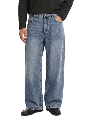 Comdecevis Mens Baggy Jeans Wide Leg Loose Fit Denim Pants Y2k Jeans for Streetwear Casual Light Indigo 36(L) - Image 1