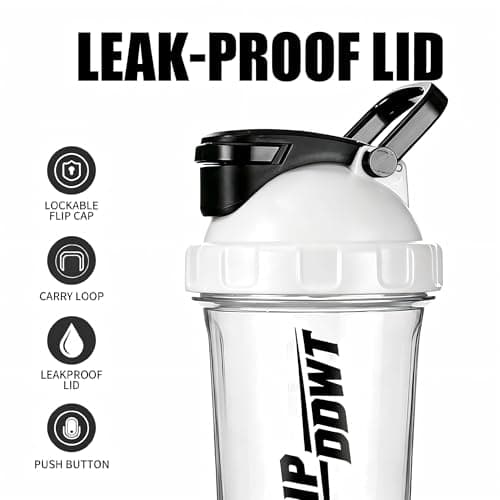 BBIPDDWT Protein Shaker Bottle, White, 20 oz - Thumbnail 2