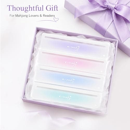 YKDIDKY 4 Pcs Mahjong Line Finders Marker, Frosted Acrylic Mahjong Card Reader Ruler Compatible with Mahj Cards, Accessories, Gift for Beginners - Thumbnail 6