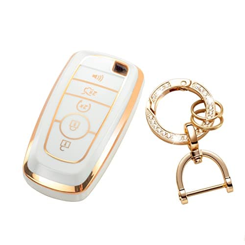 RUABIBAN for Ford Key Fob Cover, Key Case Protection Shell Compatible with F Edge Escape Expedition Explorer Fusion Mustang Ranger F-150 F-250 Smart Key