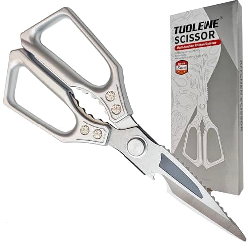TUOLEWE Heavy Duty Kitchen Scissors - 3.0mm Thickened Professional Stainless Steel Blades, All-Purpose Dishwasher Safe Meat & Poultry Shears for Cutting Chicken Bones, Food Prep - Thumbnail 6