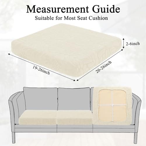 HEBE Stretch Patio Cushion Covers Set 8pcs,Waterproof Outdoor Couch Covers Replacement,Washable Reusable Seat Cushion Slipcovers for Patio Furniture Protector,Chair Cushion Cover - Thumbnail 3