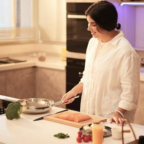 GIPFEL INTERNATIONAL 3 Piece Stainless Steel Frying Pan Set 8, 10, 12 Inch - Tri Ply Stainless Steel Skillet Healthy Cookware - Fry Pans for Induction Gas Electric Ceramic Stove & Oven Safe - Thumbnail 6