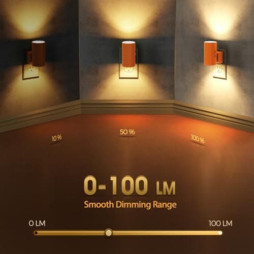 Briignite Night Lights Plug into Wall, Modern LED Night Light Plug in, Dusk to Dawn Sensor, Soft White 3000K, 0-100LM Adjustable Brightness, Dimmable NightLight for Hallway, Bedroom, Stairway, 2 Pack - Thumbnail 2