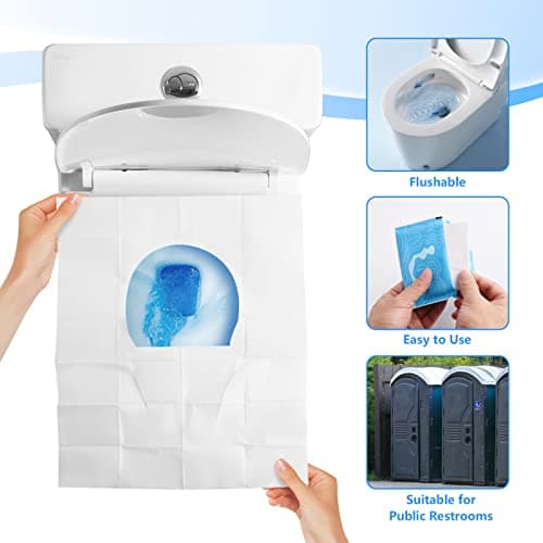 Toilet Seat Covers 120 Pack, Flushable Water Soluble, Biodegradable - Thumbnail 2