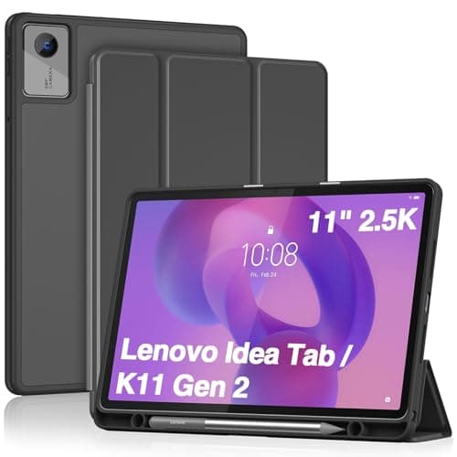 ProCase Full-Edge Protective Case for Lenovo Idea Tab 11" 2025 /Lenovo Tab K11 Gen 2 (TB-336ZU/TB-336FU), Shockproof TPU Back Slim Trifold Stand Cover with Pencil Holder - Black - Image 1