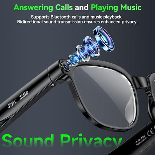 Hwagol Smart Glasses with Camera, 8MP HD Photo and Video Recording,AI Glasses with Real-Time Translation/Object Recognition/AI Voice Q&A/Recording, Calls and Music,UV & Blue Light Protection - Thumbnail 6