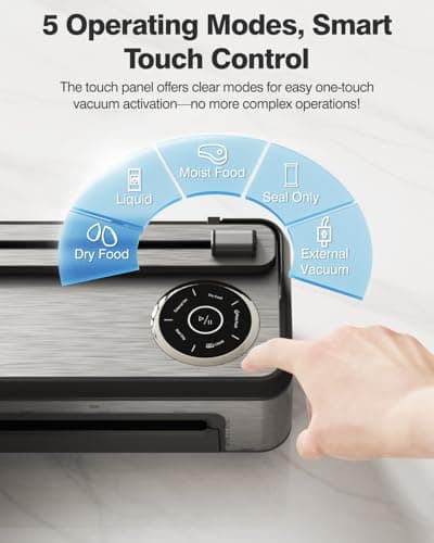 Vacuum Sealer Machine with Smart Touchscreen Control, 95kPa Dual-Pump Suction, Timeless Design for Hands, Free Sealing, 24H Non-Stop Breaks, widened 30CM Sealing Bar, External Bag Cutter, 2 Bags Rolls - Thumbnail 2