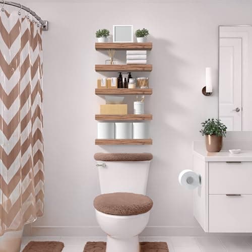 Sorbus Floating Shelves for Wall – 16 Inch Floating Shelf for Kitchen, Bedroom, Living Room, Bathroom, Home & Wall Decor - Mounted Bathroom Shelves with Invisible Brackets (Mahogany, 3 Pack) - Thumbnail 2