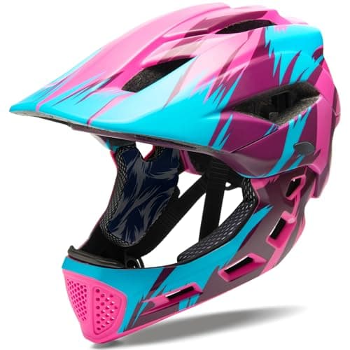 Natuway Toddler and Kids Full Face Helmet, Girl and Boy BMX Multi-Sport Detachable Mountain Dirty Bike Helmet Around 3-12 Years Head Circumference. - Image 1