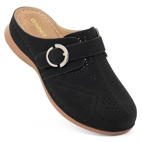 Goldnut Comfortable Clogs for Women with Arch Support - Black Closed Toe Slip On Mules, All Day Wear Casual Dressy Shoes Size 8 - Image 1