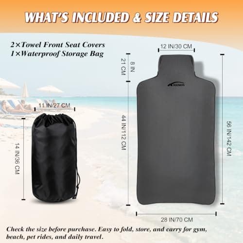 KIGEMOS Car Seat Cover Towel for Cars, SUVs, Vans and Trucks, 2 Pack, Gray - Thumbnail 3
