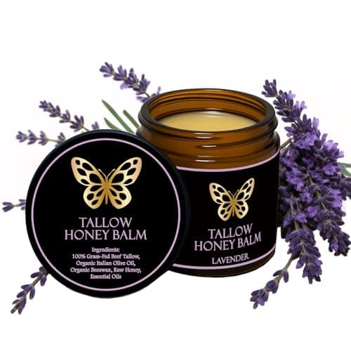 COMFORTENA Tallow Honey Balm, Natural Organic Beef Tallow Balm with Raw Honey, Moisturizing Cream for All Skin Types (1Pc, Lavender)