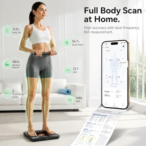 YUHUO 8-Electrode Smart Scale, Dual-Frequency BIA Body Composition Analyzer with Handle, Segmental Muscle & Fat Analysis, 28 Metrics App, FSA&HSA Eligible Digital Bathroom Scale, 400lb - Thumbnail 2