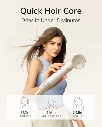 Laifen SE Lite Hair Dryer, Negative Ionic Blow Dryer with 100,000 RPM Brushless Motor for Fast Drying, High-Speed Low Noise Hair Dryer with Lightweight Design and 2 Nozzles Milktea, HD110 - Thumbnail 2