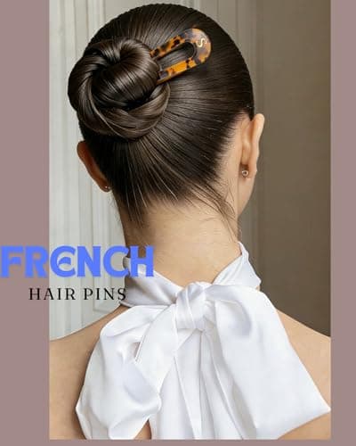 2 PCS Personalized Initial French Hair Pin for Women 5.1 Inch, Monogram Tortoise Shell Acetate U Shaped Hair Fork 2 Prong Chignon Pin Hair Accessories Birthday Gifts - Thumbnail 4