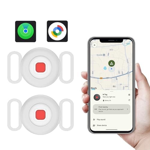 Dog Tracker 2 Pack, Pet Tracker for Dogs, Bluetooth Dog Tracking Tag Works with Apple Find My & Android Find Hub, IP67 Waterproof Anti-Lost Locator (White) - Image 1