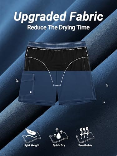Arcweg Mens Big and Tall Swim Trunks 9" Quick Dry Swim Shorts with Compression Brief Liner Cargo Pocket Bathing Suits Borard Shorts for Men Pluse Size XL-6XL Navy Blue - Thumbnail 5